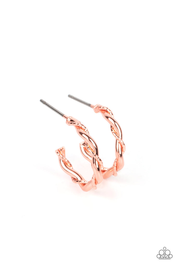 Irresistibly Intertwined - Copper Paparazzi Hoop Earring - The Sassy Sparkle