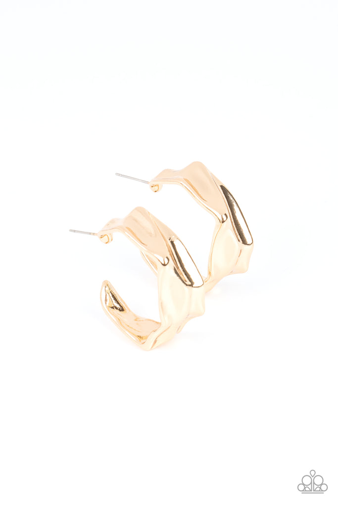 Cutting Edge Couture - Gold Post Hoop Earring-Paparazzi