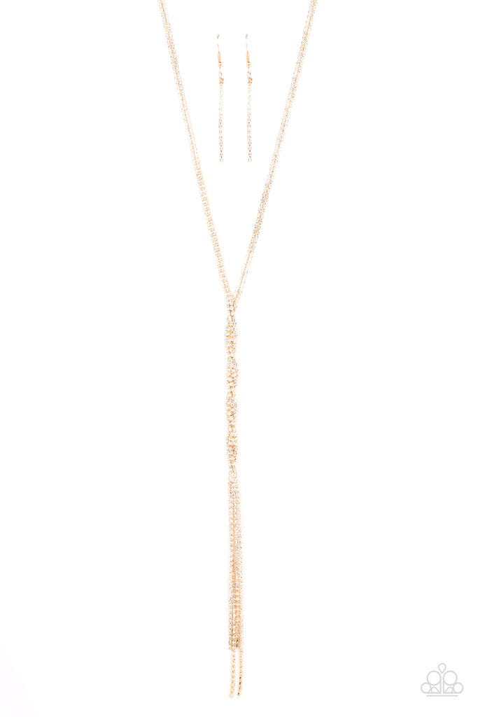 Impressively Icy - Gold Tassel Necklace-Paparazzi