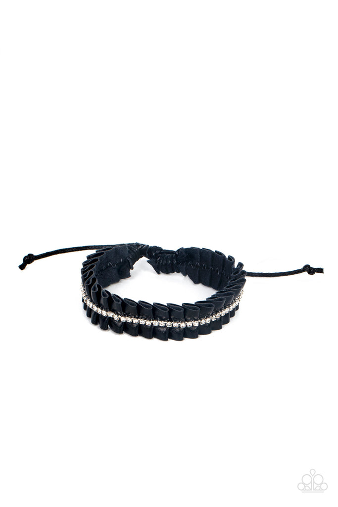 Pretty, Pretty PLEATS - Black Leather Urban Bracelet-Paparazzi