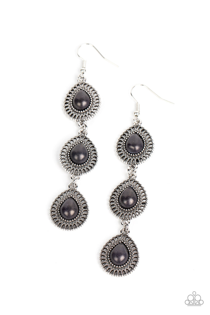 Desertscape Dweller - Black Stone Earring-Paparazzi