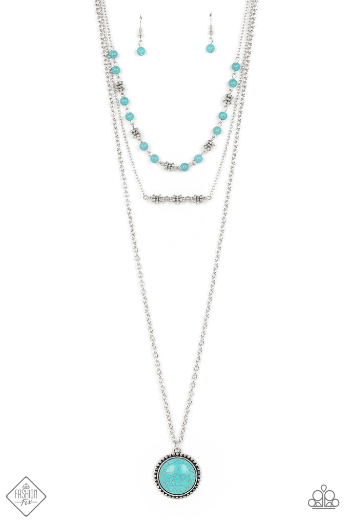 Sahara Symphony - Blue Stone Necklace-Paparazzi