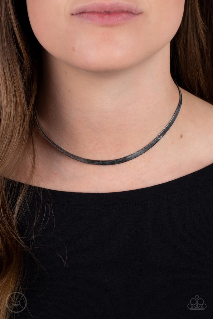 In No Time Flat - Black Choker Necklace-Paparazzi