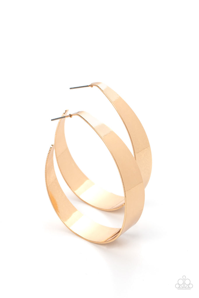 Flat Out Fashionable - Gold Post Hoop Earring-Paparazzi