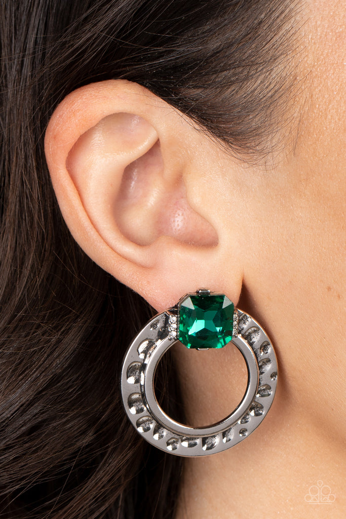Smoldering Scintillation - Green Earring-Paparazzi
