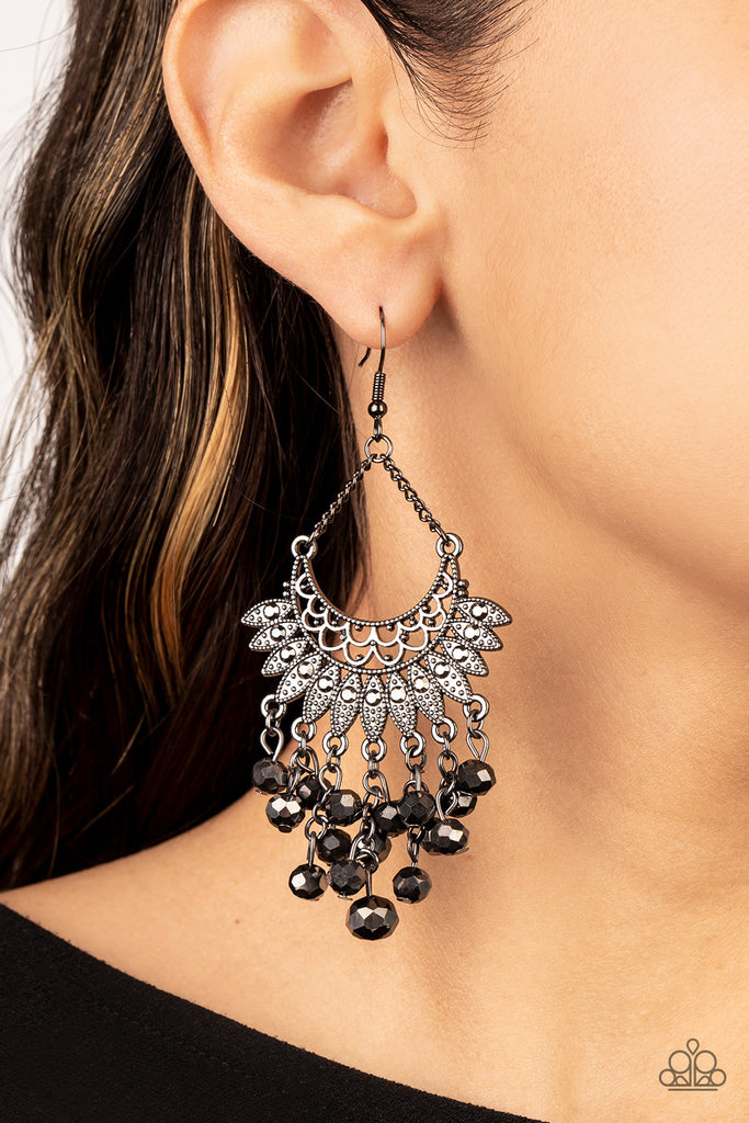 Chromatic Cascade - Black Gunmetal Earring-Paparazzi - The Sassy Sparkle