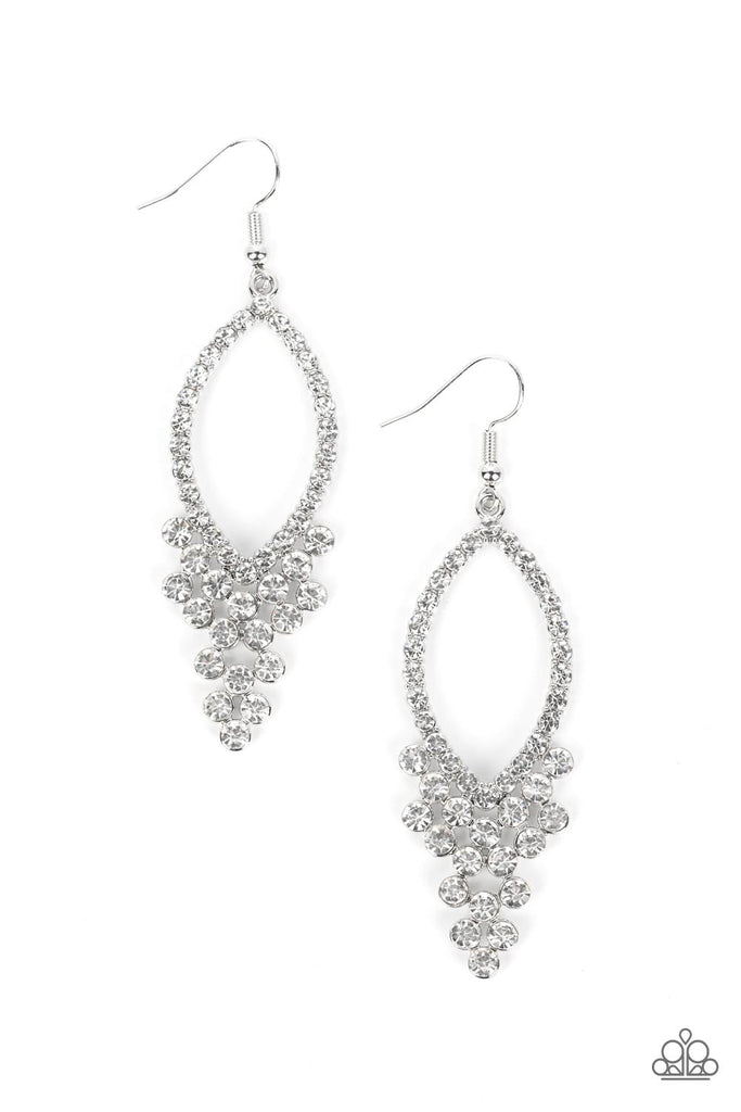 GLOWING off the Deep End - White Paparazzi Earring - The Sassy Sparkle