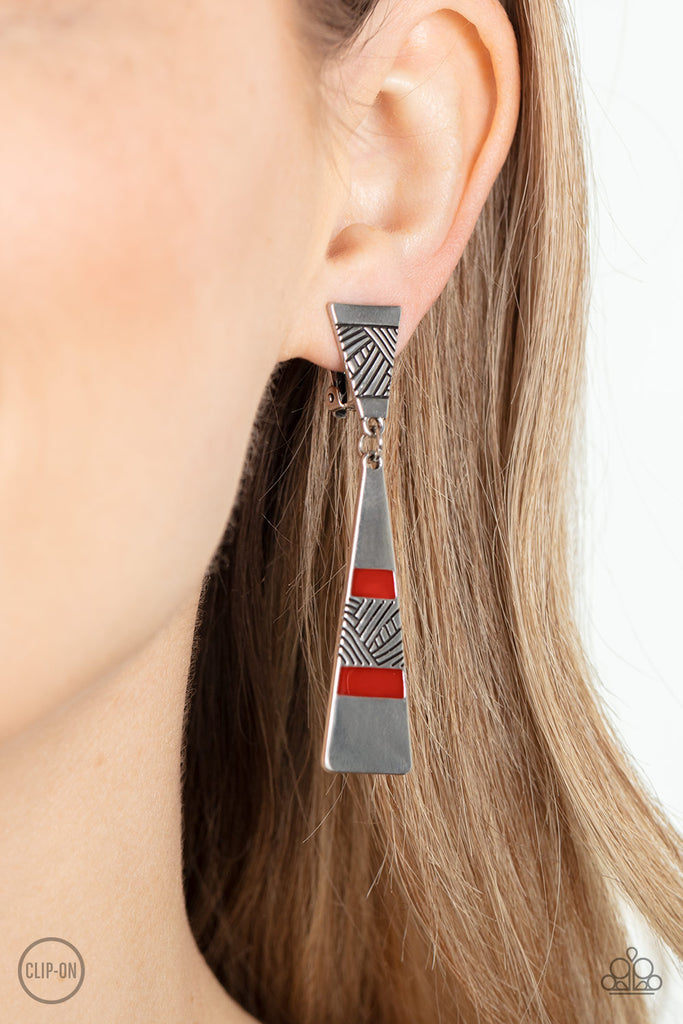 Safari Seeker - Red Paparazzi CLIP ON Earring - The Sassy Sparkle