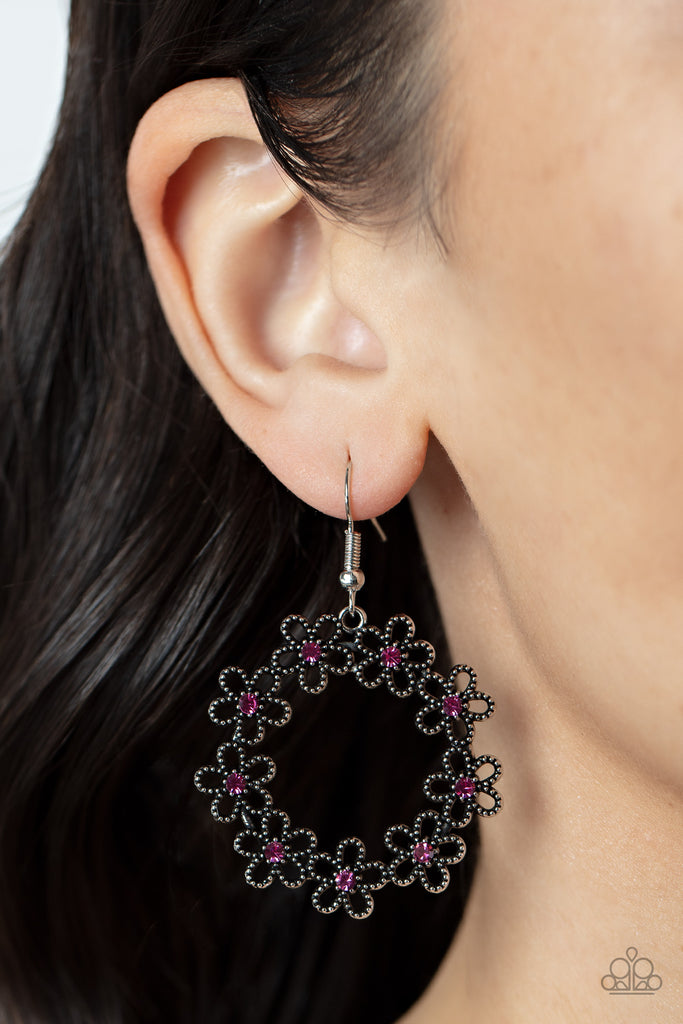 Floral Halos - Pink Earring-Paparazzi