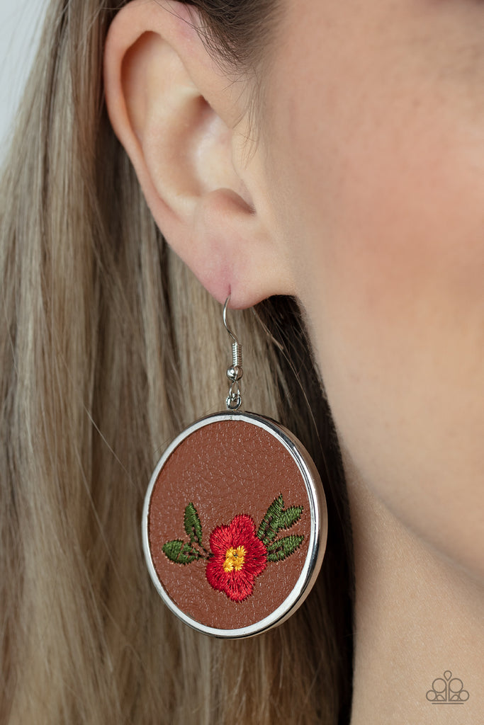 Prairie Patchwork - Red Earring-Paparazzi