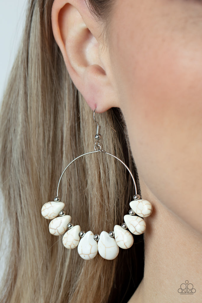 Canyon Quarry - White Stone Earring-Paparazzi