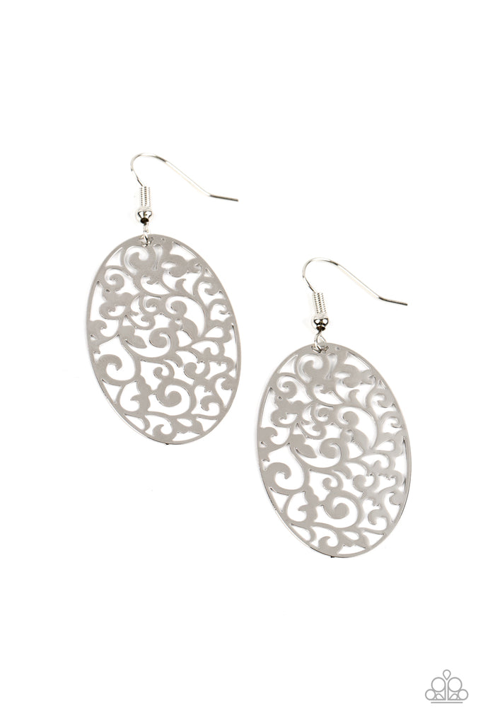 Secret Orchards - Silver Earring-Paparazzi