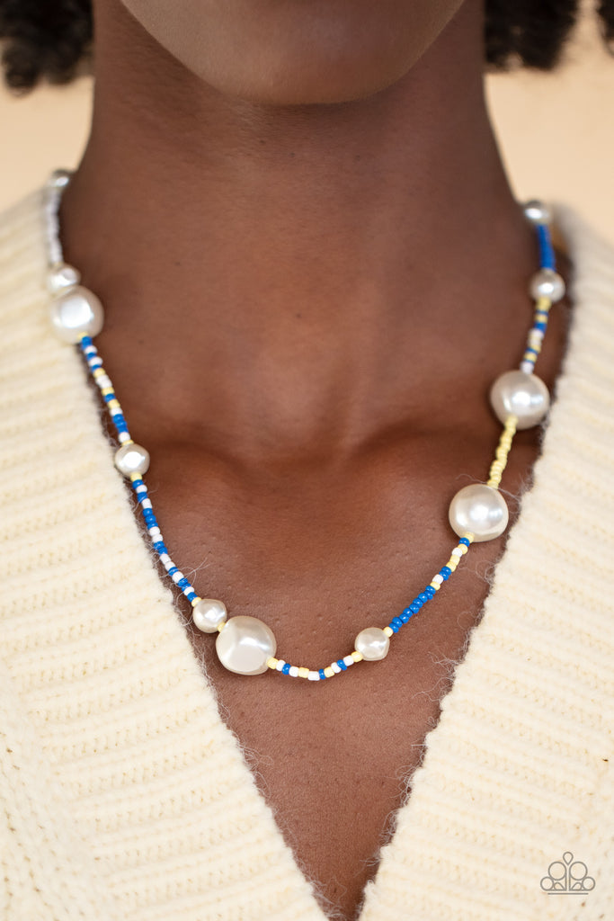 Modern Marina - Blue Pearl Necklace-Paparazzi