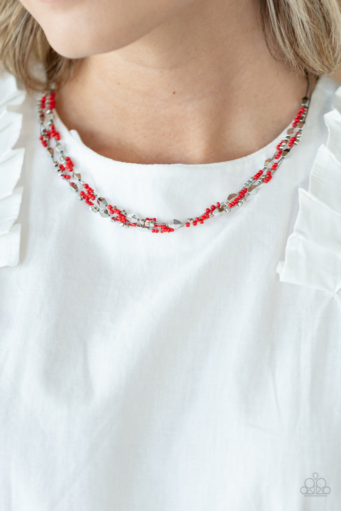 Explore Every Angle - Red Necklace-Paparazzi