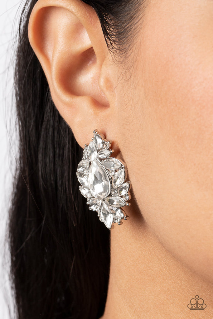 We All Scream for Ice QUEEN - White Post Earring-Paparazzi