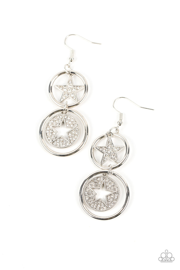 Liberty and SPARKLE for All - White Earring-Paparazzi