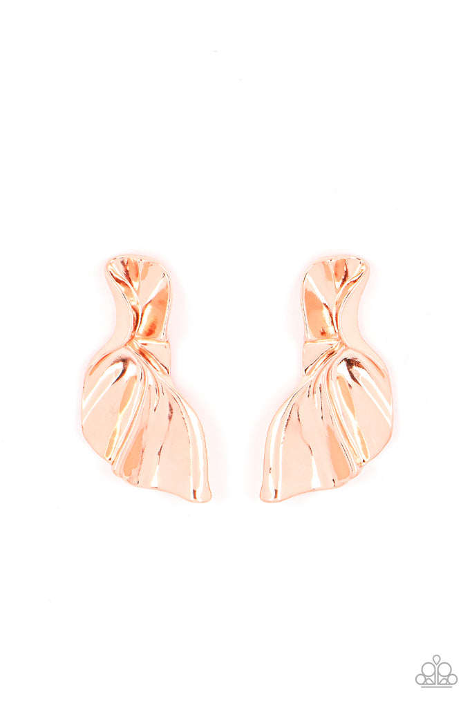 METAL-Physical Mood - Copper Post Earring-Paparazzi