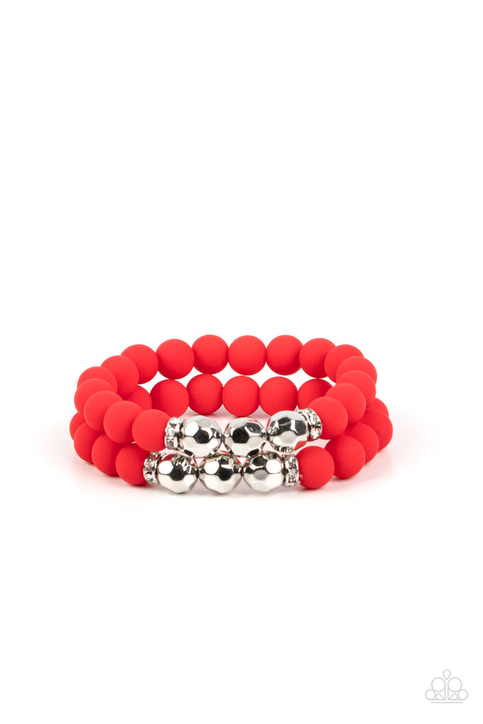 Dip and Dive - Red Bracelet-Paparazzi - The Sassy Sparkle