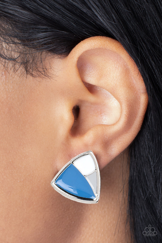 Kaleidoscopic Collision - Blue Paparazzi Earring