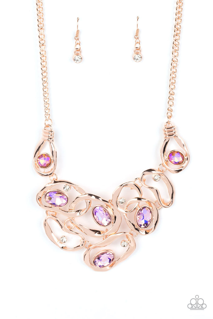 Warp Speed - Rose Gold Necklace-Life of the Party 2022-Paparazzi