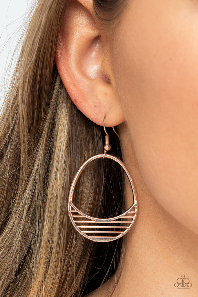 Segmented Shimmer - Rose Gold Paparazzi Earring
