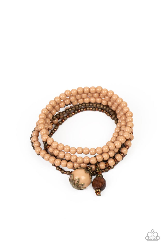 Epic Escapade - Brown Wood Bracelet-Paparazzi