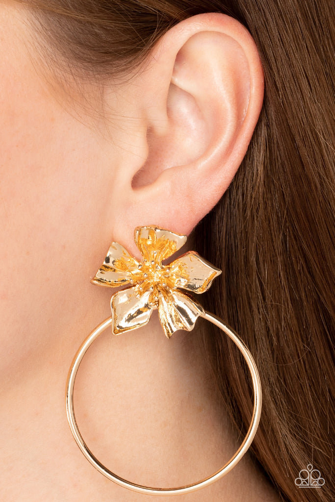 Buttercup Bliss - Gold Post Earring-Paparazzi