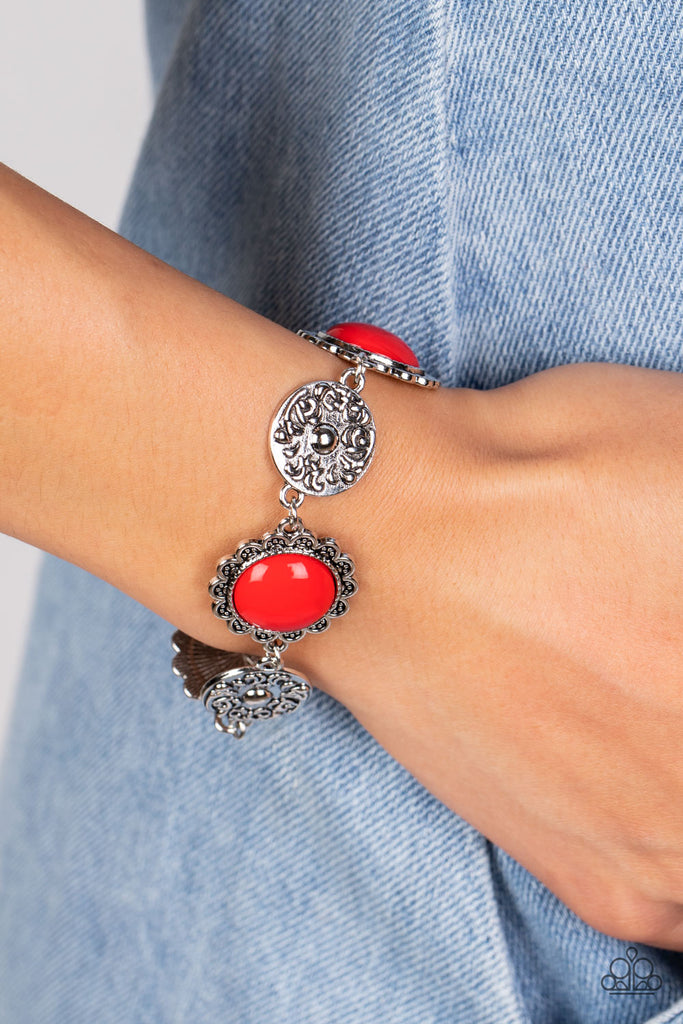 Positively Poppy - Red Bracelet-Paparazzi