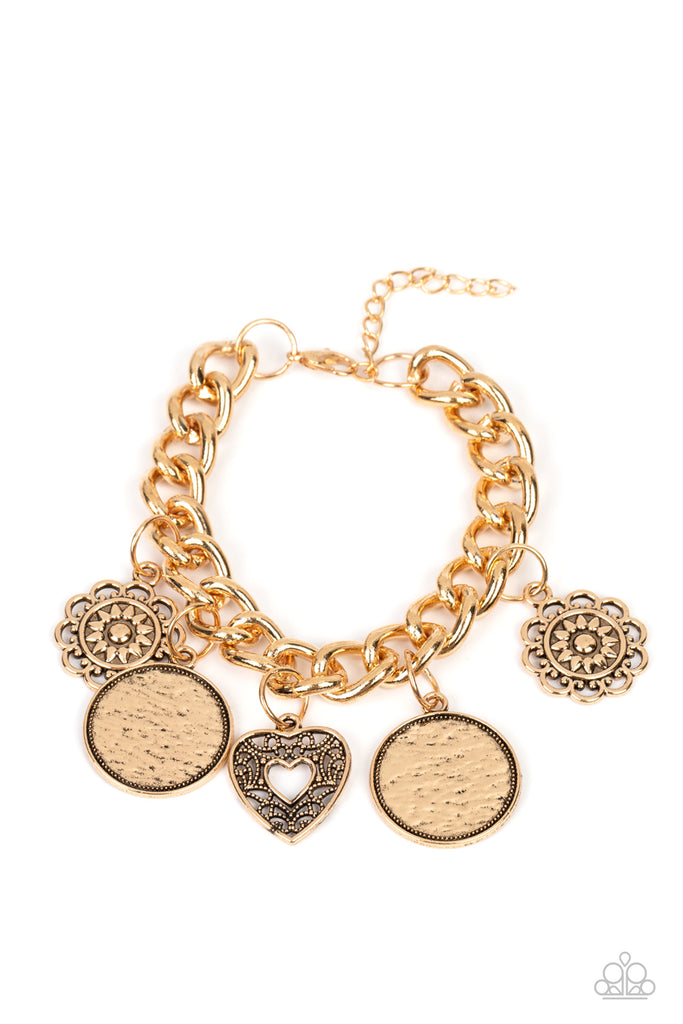 Complete CHARM-ony - Gold Paparazzi Bracelet - The Sassy Sparkle