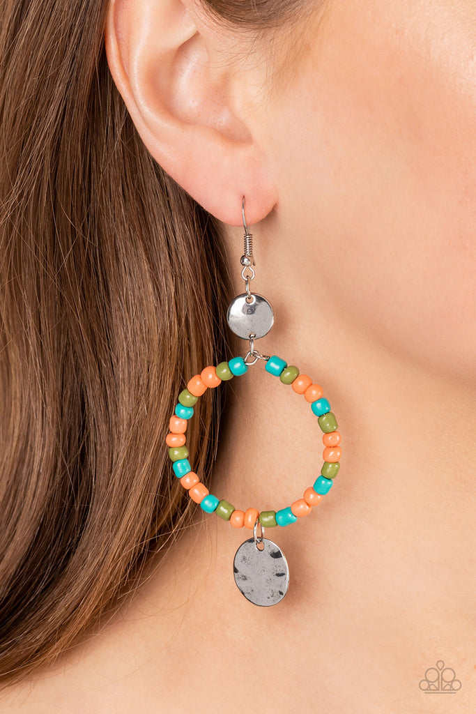 Cayman Catch - Orange/Multi Earring-Paparazzi