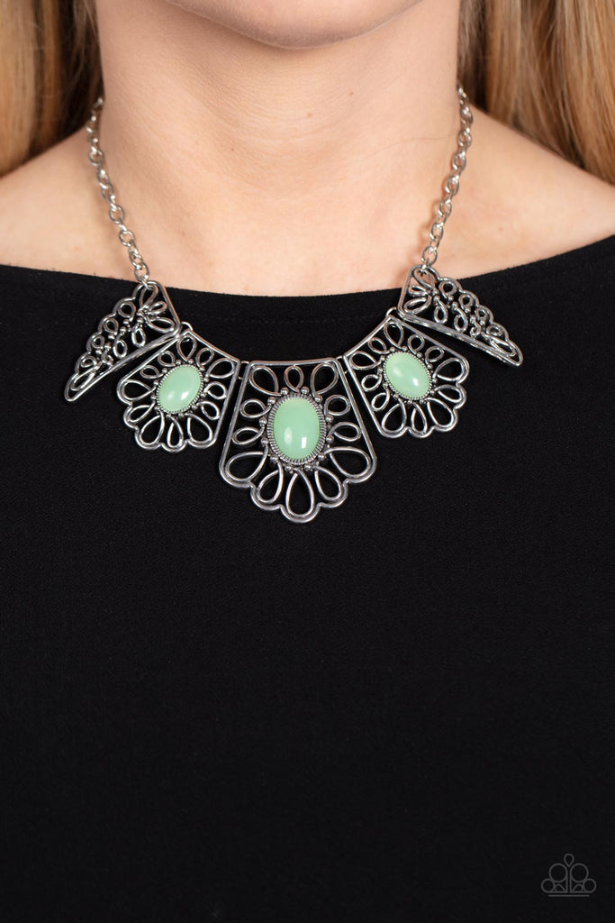 Glimmering Groves - Green Necklace-Paparazzi