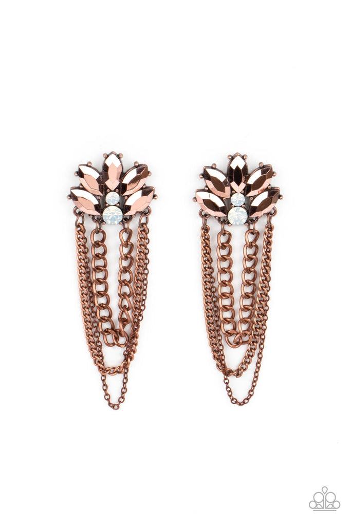 Reach for the SKYSCRAPERS - Vintage Copper Post Earring-Paparazzi