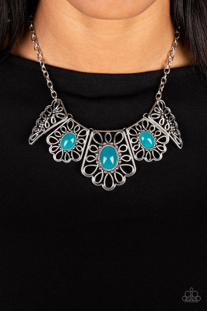 Glimmering Groves - Blue Necklace-Paparazzi