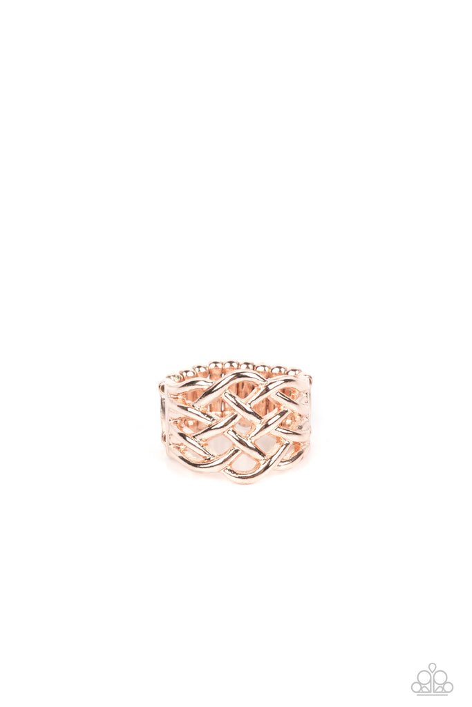 The One That KNOT Away - Rose Gold Ring-Paparazzi - The Sassy Sparkle