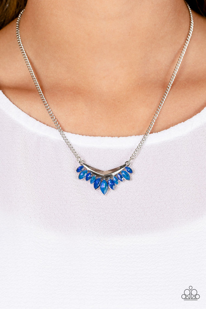 Flash of Fringe - Blue Necklace-Paparazzi