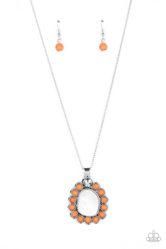 Sahara Sea - Orange Stone Necklace-Paparazzi