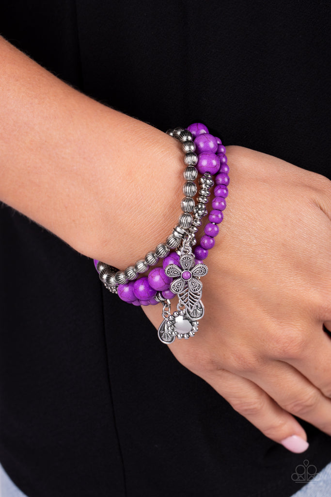 Individual Inflorescence - Purple Bracelet-Paparazzi - The Sassy Sparkle