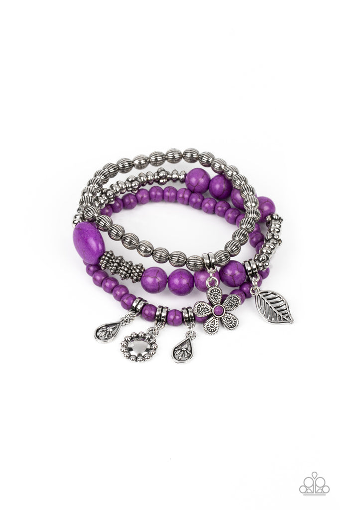 Individual Inflorescence - Purple Bracelet-Paparazzi - The Sassy Sparkle