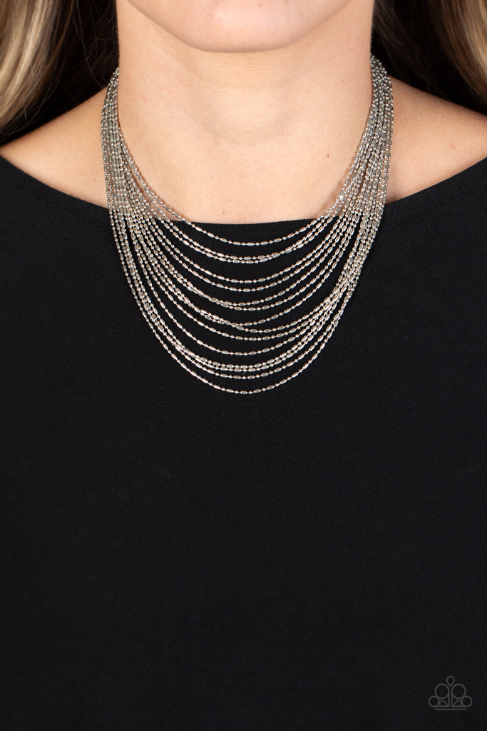 Cascading Chains - Silver Necklace-Paparazzi - The Sassy Sparkle