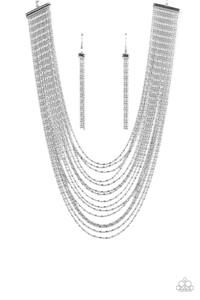 Cascading Chains - Silver Necklace-Paparazzi