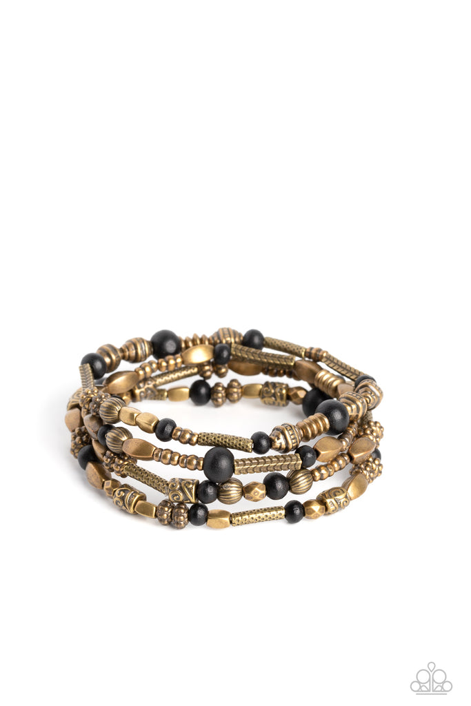 Jungle Jubilee - Brass Wood Bracelet-Paparazzi - The Sassy Sparkle