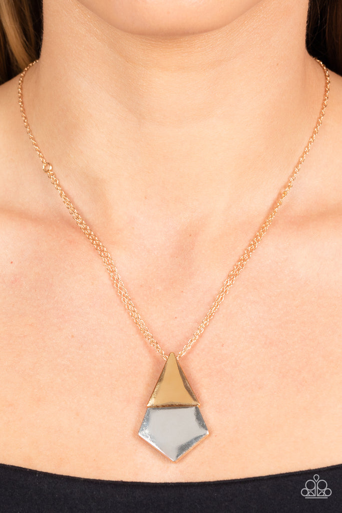 Posh Pyramid - Gold Necklace-Paparazzi