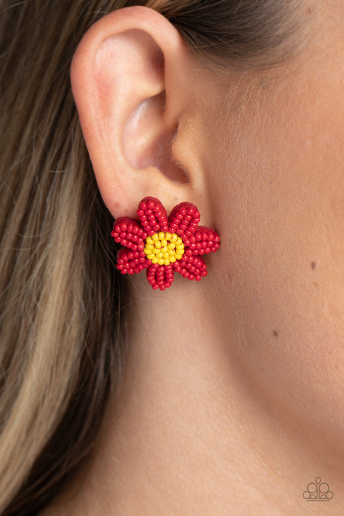 Sensational Seeds - Red Paparazzi Earring - The Sassy Sparkle