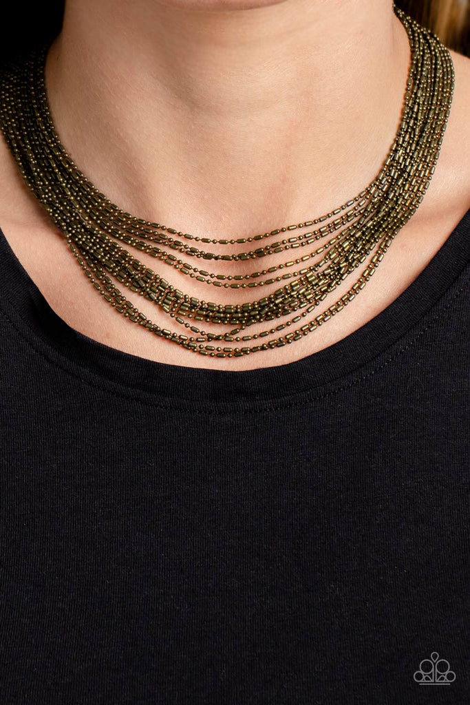 Cascading Chains - Brass Paparazzi Necklace - The Sassy Sparkle