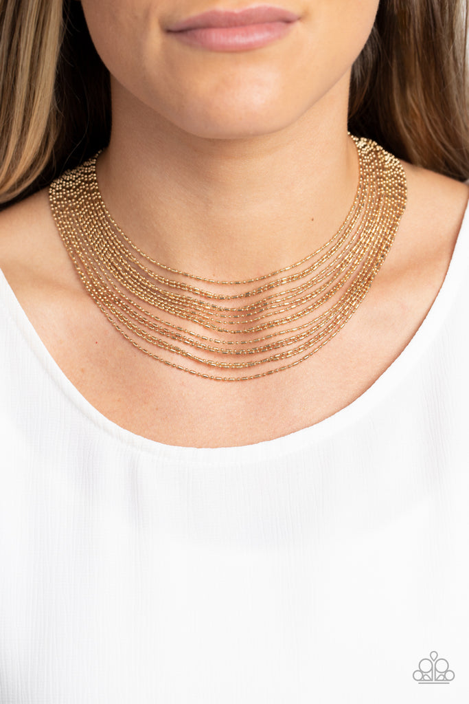 Cascading Chains - Gold Necklace-Paparazzi