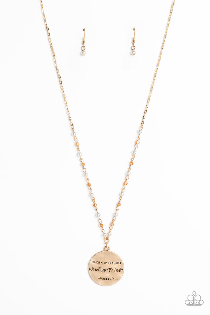Serving the Lord - Gold Paparazzi Necklace - The Sassy Sparkle