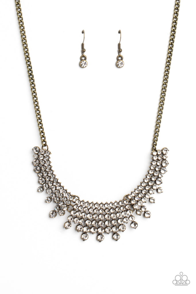 Shimmering Song - Brass Necklace-Paparazzi