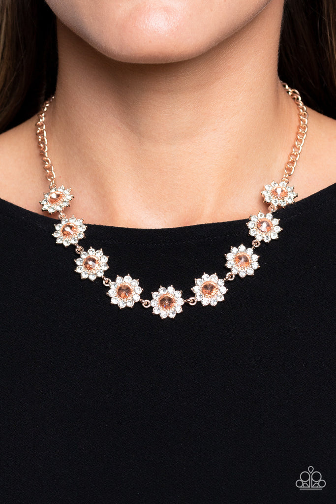 Blooming Brilliance - Rose Gold Necklace-Paparazzi