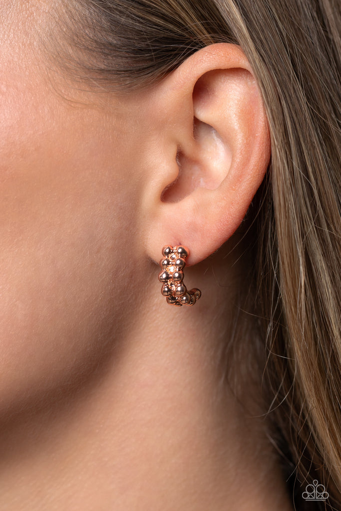 Bubbling Beauty - Copper Earring-Paparazzi