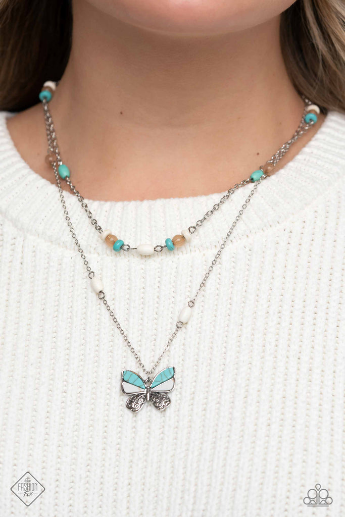 PRE  ORDER Free-Spirited Flutter - Blue Paparazzi Necklace - The Sassy Sparkle